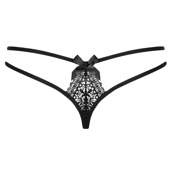 Obsessive Intensa - dobbel stroppet blondetanga (svart) - L/XL