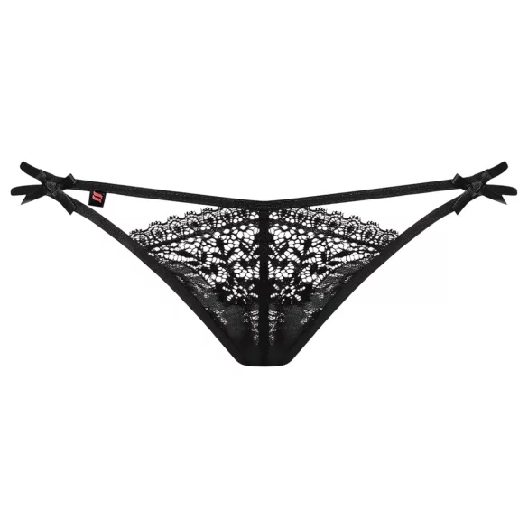 Obsessive Intensa - dobbel stroppet blondetanga (svart) - L/XL