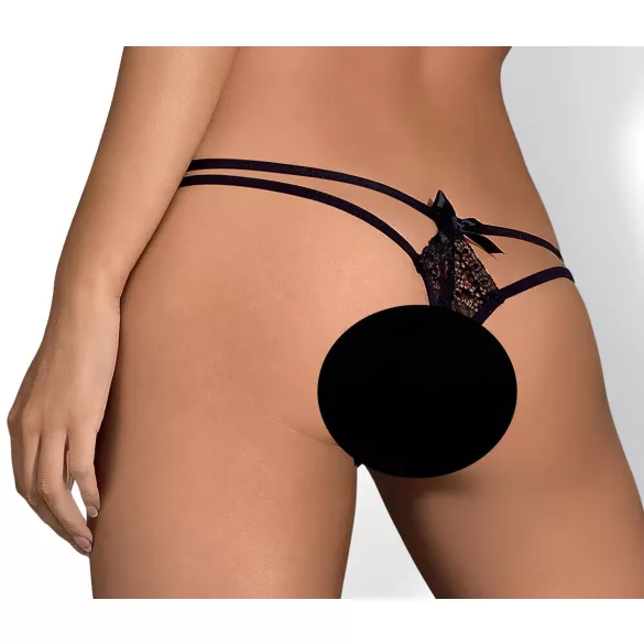 Obsessive Intensa - dobbel stroppet blondetanga (svart) - L/XL