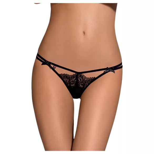 Obsessive Intensa - dobbel stroppet blondetanga (svart) - L/XL