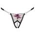 Cottelli - Luksuriøs brodert lilje tanga (svart-hvit) - M/L
