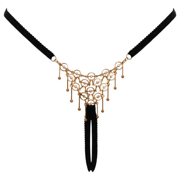 Cottelli - åpent strengtanga med pynt - svart (S-L)