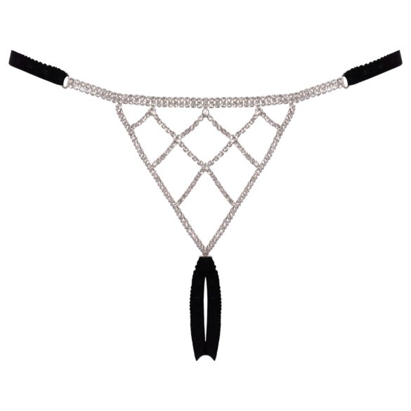 Cottelli - åpen stringtruse med sølvornament - svart (S-L)