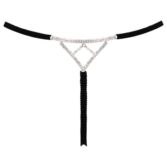 Cottelli - åpen stringtruse med sølvornament - svart (S-L)