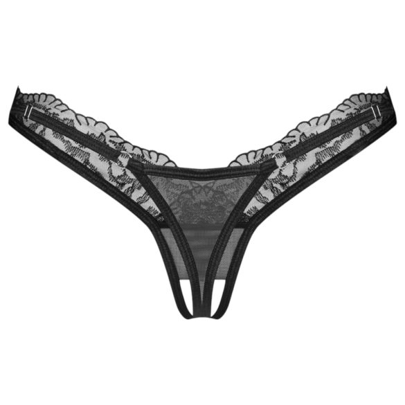 Obsessive - gjennomsiktig blonde tanga (svart) - L/XL