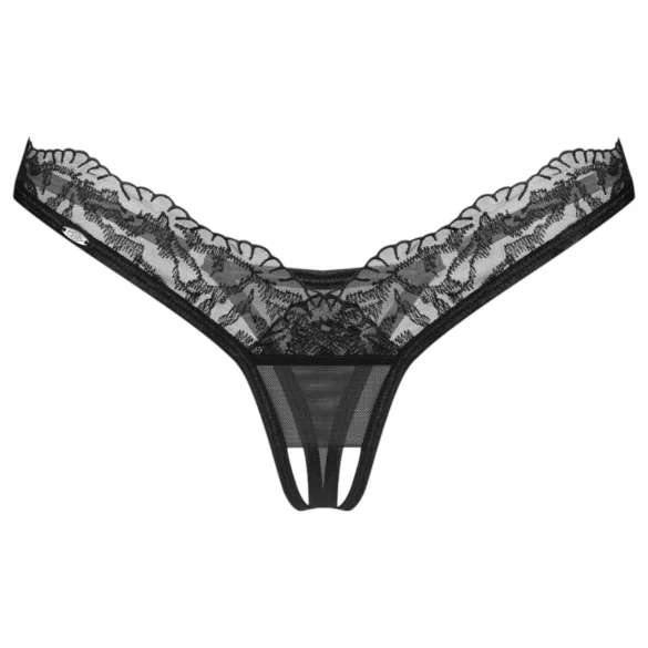 Obsessive - gjennomsiktig blonde tanga (svart) - 2XL/3XL