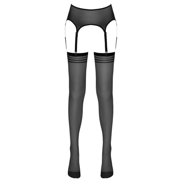 NO:XQSE - stripete strømpebukse med strømpebånd (svart) - L/XL