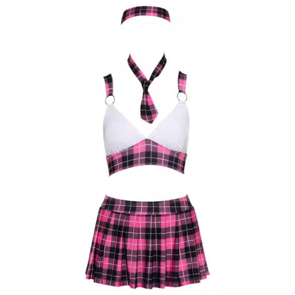 Cottelli - Rutete skolejente kostyme sett (rosa)