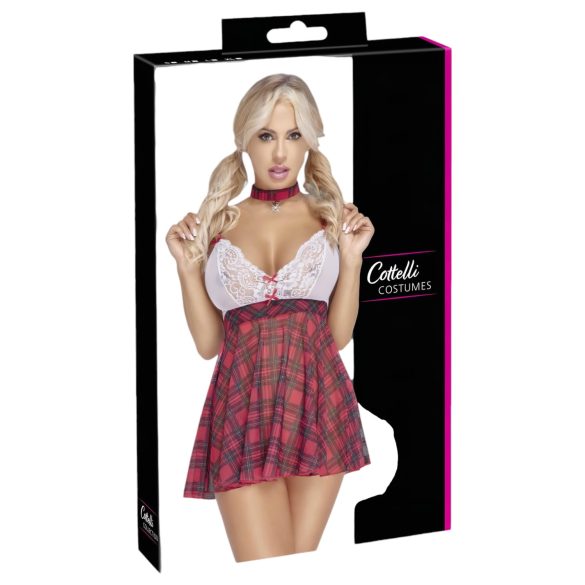 Cottelli - Skolepike-kostyme (rød-hvit) - M