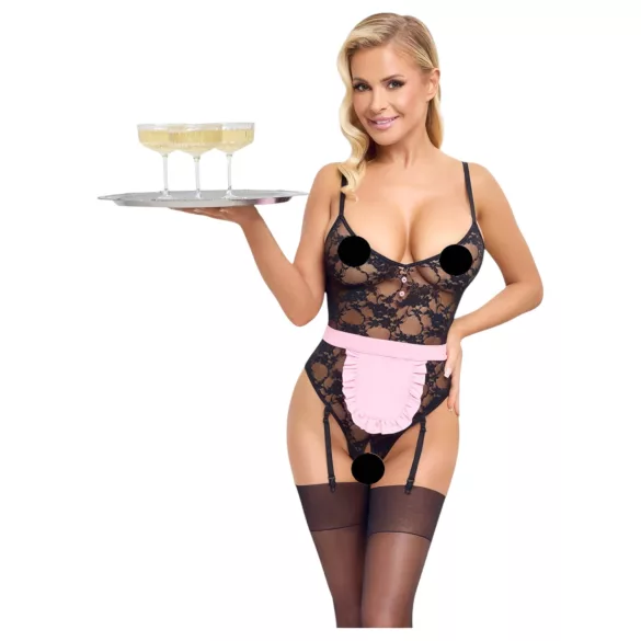 Cottelli - Forførende stuepike drakt (svart-rosa) - XL