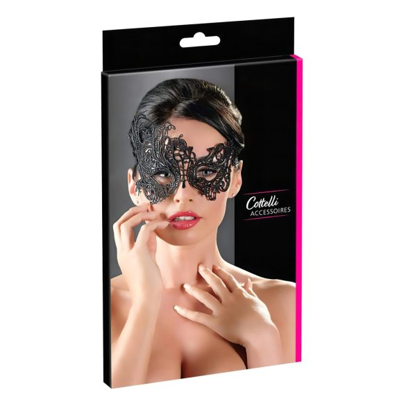 Cottelli - Brodert asymmetrisk maske (svart)