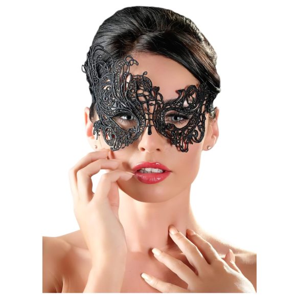Cottelli - Brodert asymmetrisk maske (svart)