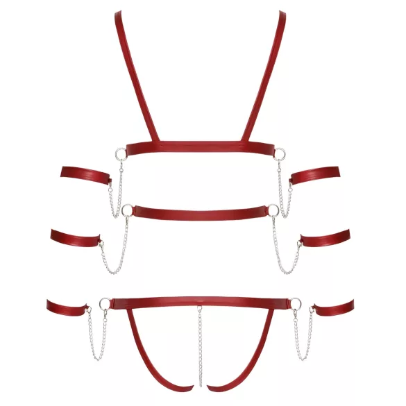 Bad Kitty - piggete bondage-body (rød) - M