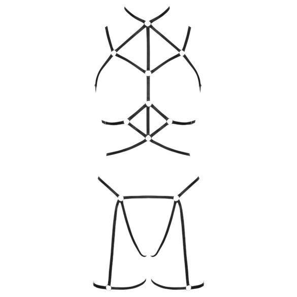 Cottelli - dekorativ kroppssel & truse (svart) - (S-L)