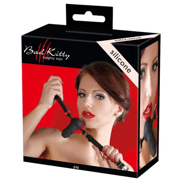 Bad Kitty - silikon munnplugg med liten dildo (svart)