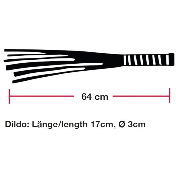 Bad Kitty - Lærpisk med glassdildo (gjennomsiktig-svart)