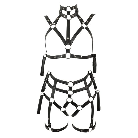 Bad Kitty - Bondagesett med body og bh (svart) - L/XL