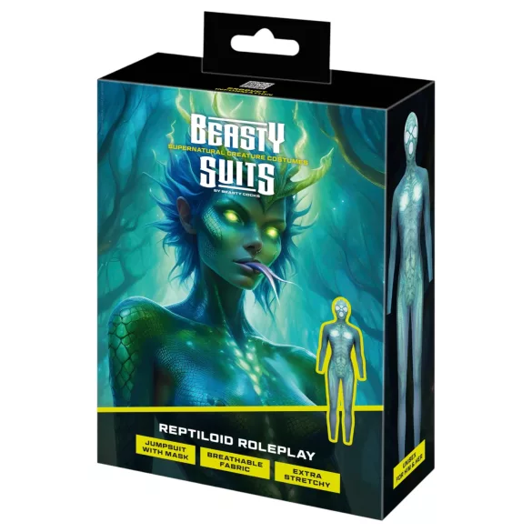 Beasty Suits Reptiloid Roleplay - krypdyr-rollespillkostyme med maske (grønn) - L/XL