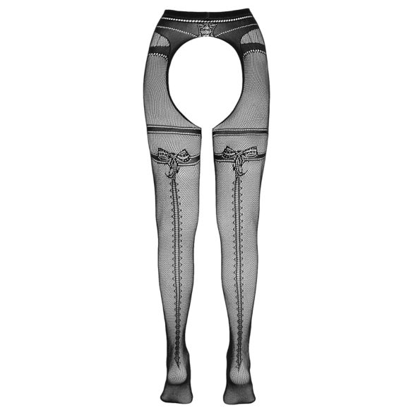 Cottelli - Dobbelt effekt, åpen nettingstrømpe (svart) - L/XL