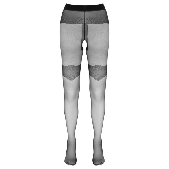 Cottelli - eksklusiv, mønstrete, åpen strømpebukse (svart) - 4