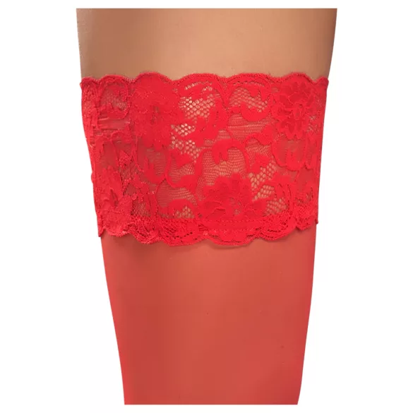 Cottelli - Blonder, blomstrete strømpersett (rød) - 5/XL