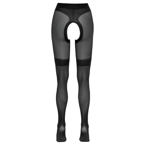 Cottelli - Åpne strømper med nettinnlegg (svart)