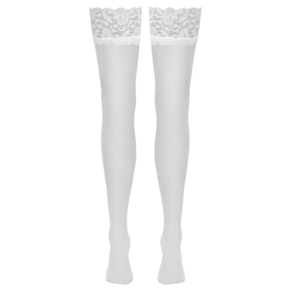 Cottelli - silkeaktige stay-ups (hvit) - L