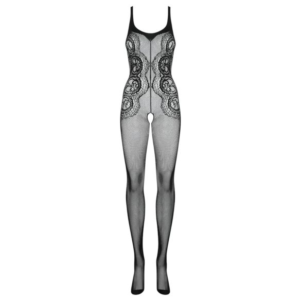 Obsessive G335 - transparent, åpen nett catsuit (svart) - S-L