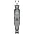 Obsessive G335 - transparent, åpen nett catsuit (svart) - S-L