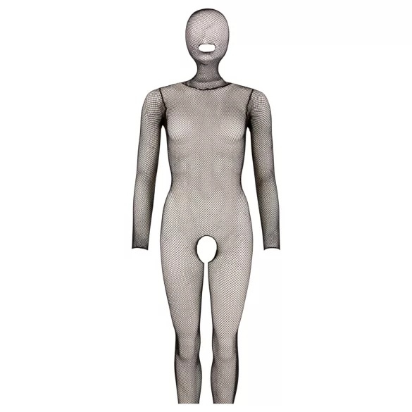 Cottelli Fantasy - åpen netting catsuit med maske (svart) - S-L