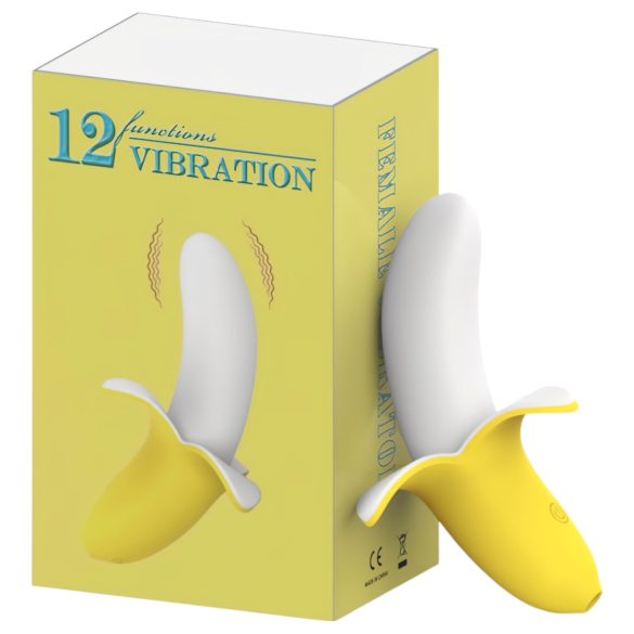 Ensomme - oppladbar, vanntett bananvibrator (gul-hvit)