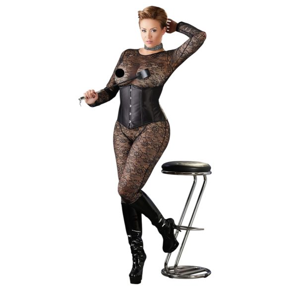 Cottelli Plus Size - Sort korsett i sateng (svart) - 2XL