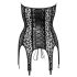 Noir - Leopardsmønstret Strømpeholder Topp (Svart) - L