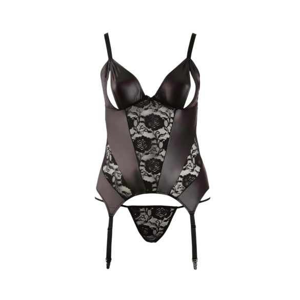 Cottelli - Blomstertopp for kvinner, pluss-størrelse (svart) - XXXXL