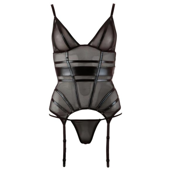 Cottelli - Skinnende stripete, gjennomsiktig topp (svart) - XL