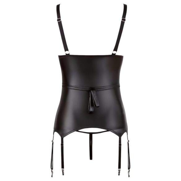 Cottelli Bondage - skinnende, brystløftende topp med håndjern (svart)