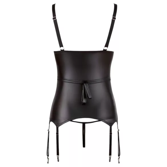 Cottelli Bondage - glinsende push-up‑overdel med håndjern (svart) - XL
