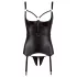 Cottelli Bondage - glinsende push-up‑overdel med håndjern (svart) - XL