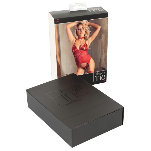 Abierta Fina - glitrende kjede singlet og tanga (rød)