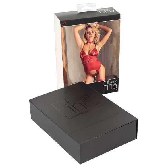 Abierta Fina - glitrende kjede singlet og tanga (rød)