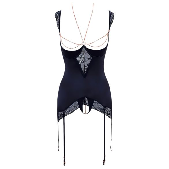 Abierta Fina - glitrende kjede topp og truse (svart) - 85B/L