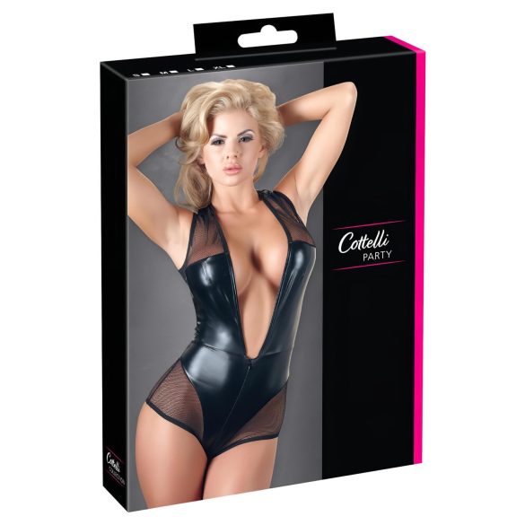 Cottelli - skinnende nettingbody (svart) - M