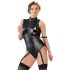 Cottelli Bondage - Glansbody med håndmansjetter (svart) - M