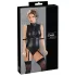 Cottelli Bondage - Glansbody med håndmansjetter (svart) - XL
