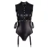 Cottelli Bondage - Glansbody med håndmansjetter (svart) - XL