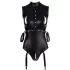 Cottelli Bondage - Glansbody med håndmansjetter (svart) - XL