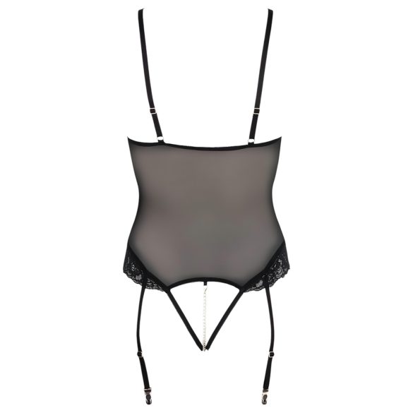 Cottelli Bondage - kropp og håndjern med metallringer (svart) - M