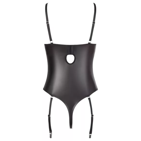 Abierta Fina - glitrende stroppeløs blonde-body (svart) - 85C/L
