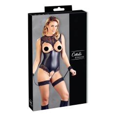 Cottelli Bondage - glinsende åpen kroppsdrakt med håndjern (svart)   Cottelli Bondage - glinsende åpen kroppsdrakt med håndjern (svart)