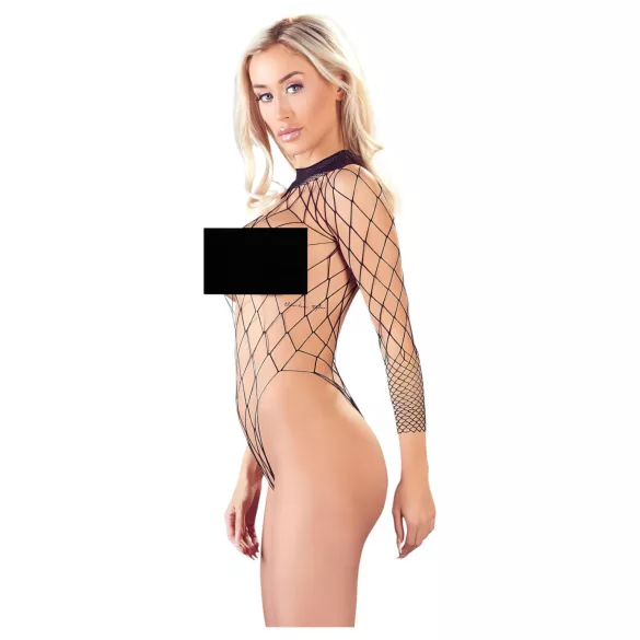 NO:XQSE - langermet netting body med mesh - svart (S-L)